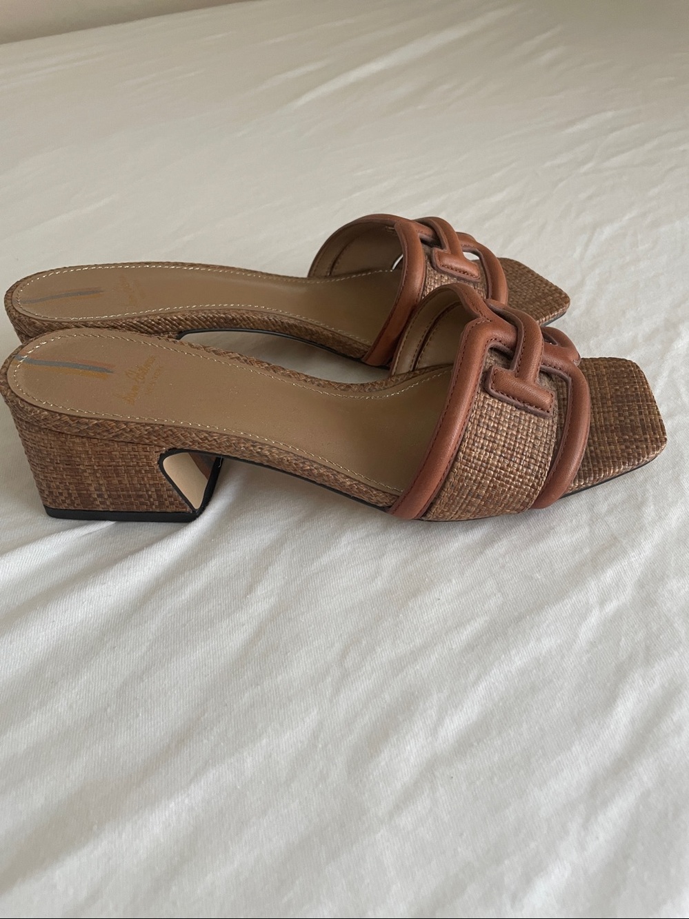 Sam Edelman Brown Woven Leather Block Heel Sandals - Picture 3 of 7